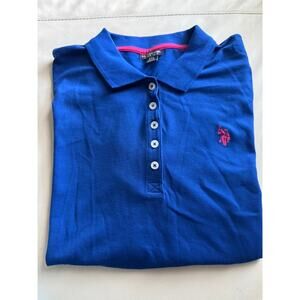 US Polo Assn. Blue Polo Shirt XXL Pink Logo NWT